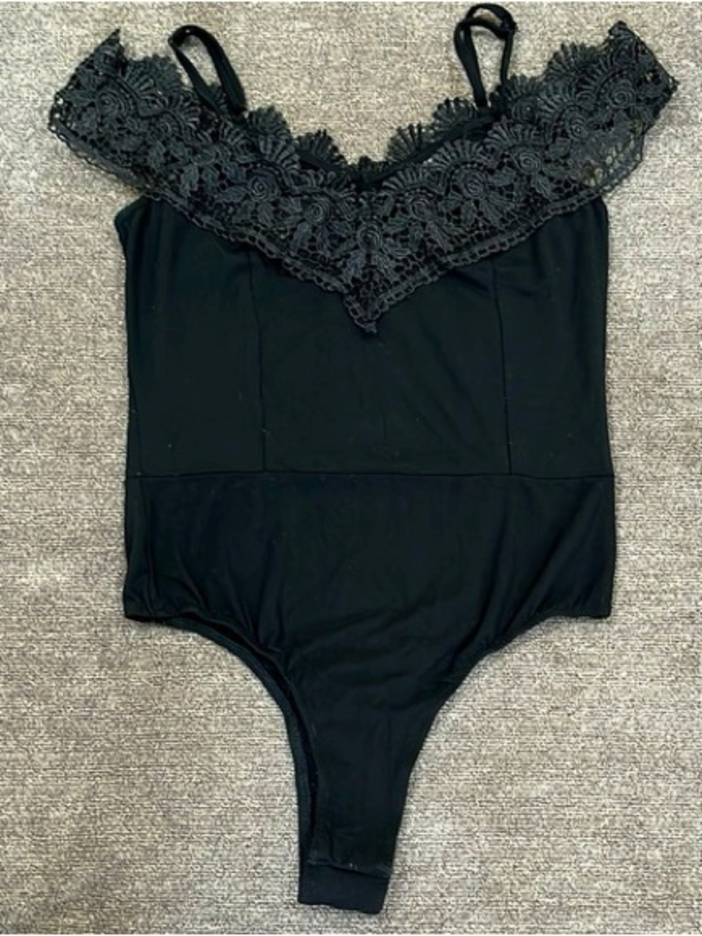 Windsor Black Lace Off-Shoulder Bodysuit - Picture 3 of 8